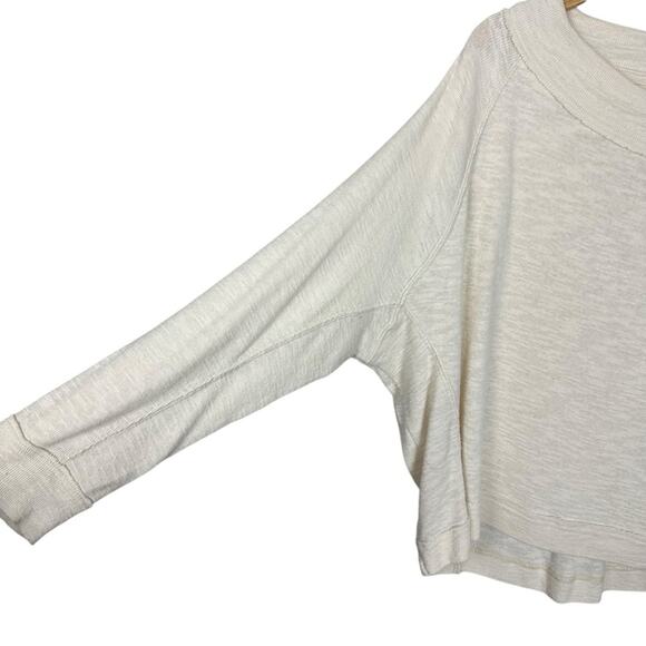 We The Free Cream Boat Neck Button Up Cotton Blend Knit Thermal Size Medium - Picture 6 of 10